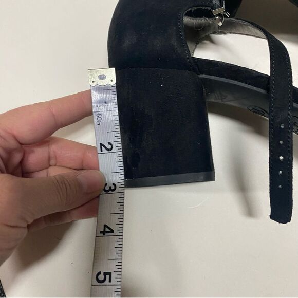 Circus Sam Edelman Black faux suede goth round toe Mary Jane pumps block heel 10 - Picture 3 of 11